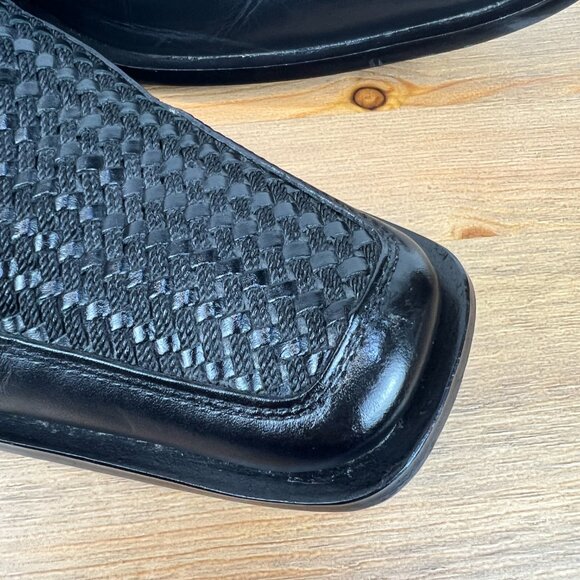 Woven Leather Mens Loafers Shoes Square Toe Retro Slip On Lamasini Sz 9 US EU 43 - Picture 2 of 16